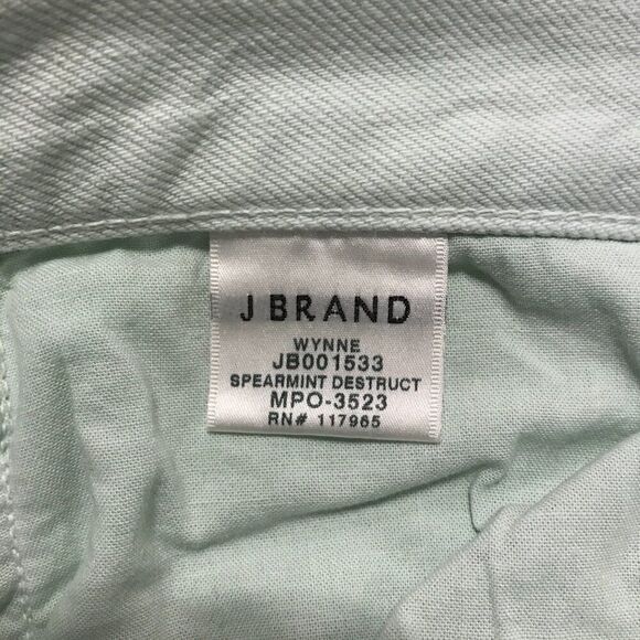 J. Brand Wynne Cropped Straight Jeans Light Green Spearmint Destruct Size 29 - Picture 6 of 9